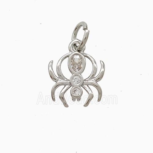 Copper Spider Pendant Pave Zirconia Platinum Plated