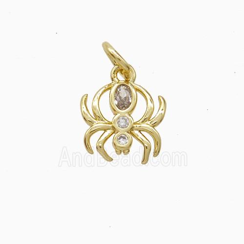 Copper Spider Pendant Pave Zirconia Gold Plated