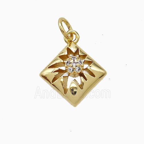 Copper Star Pendant Pave Zirconia Gold Plated