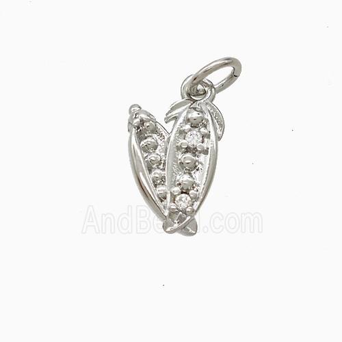 Copper Lentil Pendant Pave Zirconia Peas Bean Platinum Plated