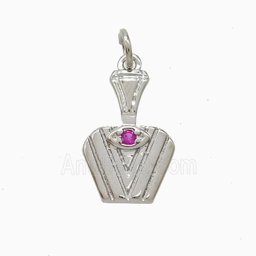 Copper Perfume Bottle Pendant Pave Zirconia Platinum Plated