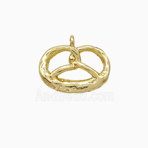 Pretzel Charms Copper Pendant Hammered Gold Plated
