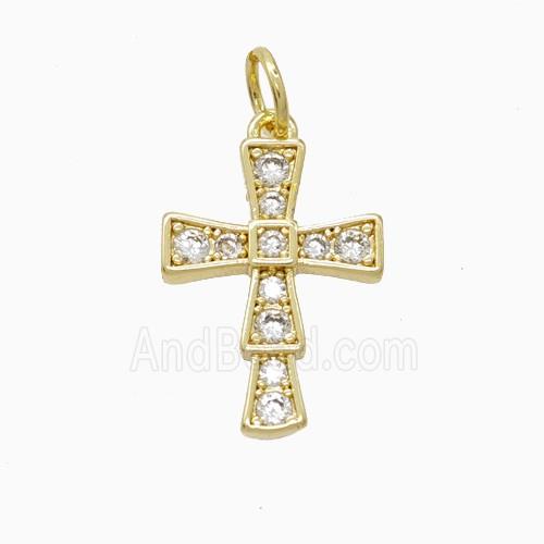 Copper Cross Pendant Pave Zirconia Gold Plated