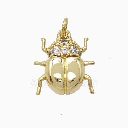 Copper Ladybug Pendant Pave Zirconia Gold Plated