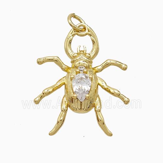 Copper Beetle Pendant Pave Zirconia Gold Plated