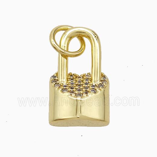 Copper Lock Pendant Pave Zirconia Gold Plated