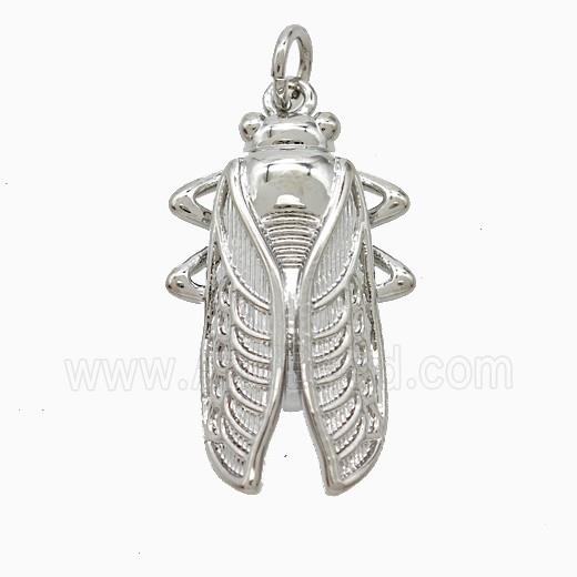 Copper Cicada Pendant Platinum Plated