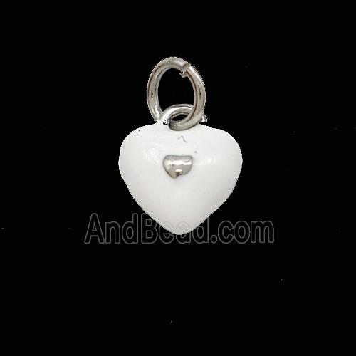 Copper Heart Pendant White Enamel Platinum Plated
