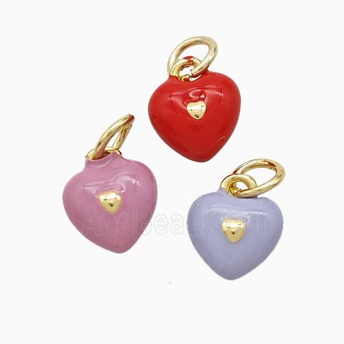 Copper Heart Pendant Enamel Gold Plated Mixed