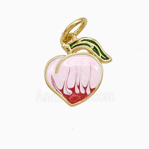 Copper Peach Pendant Enamel Gold Plated