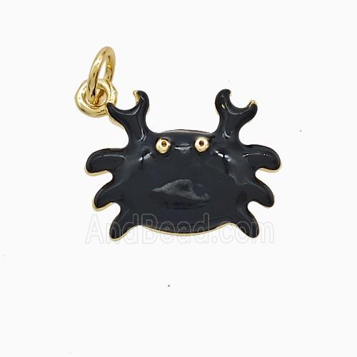 Copper Crab Pendant Black Enamel Gold Plated