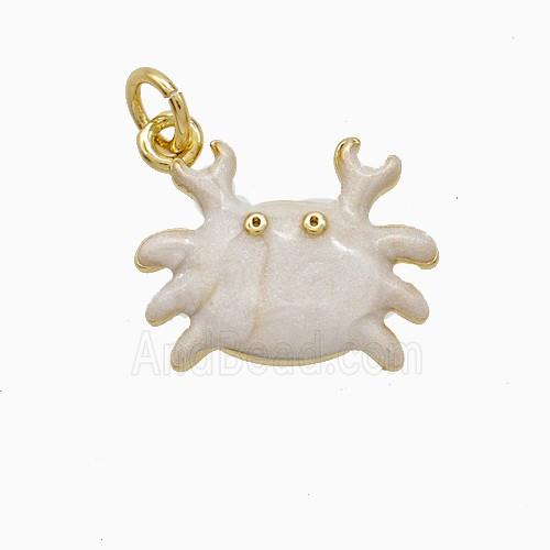 Copper Crab Pendant White Enamel Gold Plated