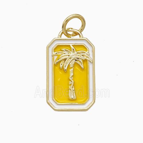 Coconut Tree Charms Copper Palm Pendant Yellow Enamel Gold Plated