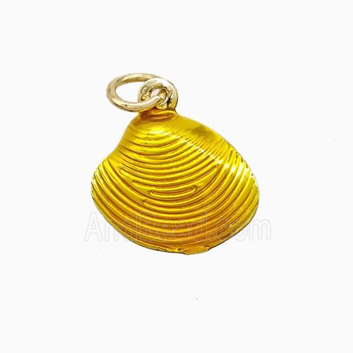 Copper Scallop Shell Pendant Golden Painted Gold Plated