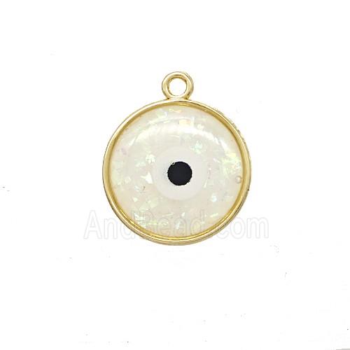 Copper Circle Pendant Pave Resin Gold Plated