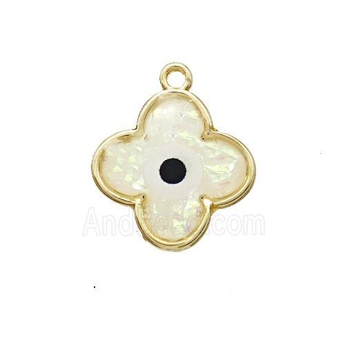 Copper Clover Pendant Pave Resin Gold Plated