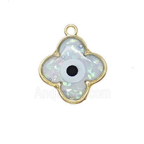 Copper Clover Pendant Pave Resin Gold Plated
