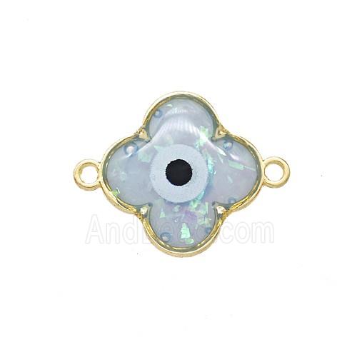 Copper Clover Connector Pave Resin Gold Plated