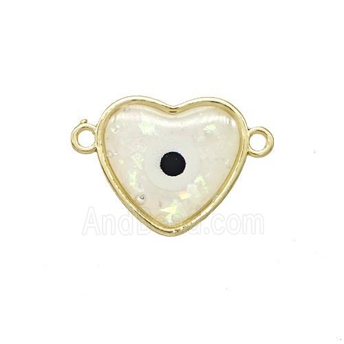 Copper Heart Connector Pave Resin Gold Plated