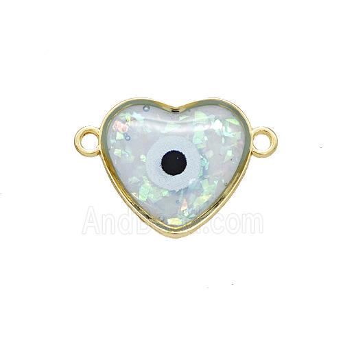 Copper Heart Connector Pave Resin Gold Plated