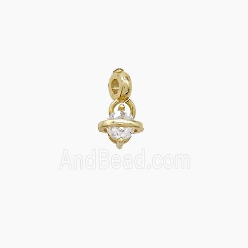 Copper Planet Pendant Pave Zirconia Gold Plated