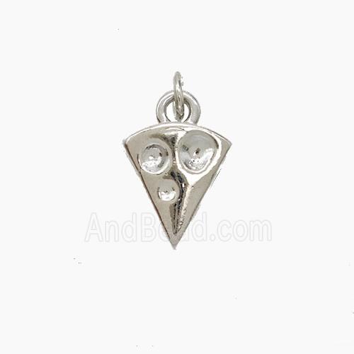 Pizza Charms Copper Pendant Platinum Plated