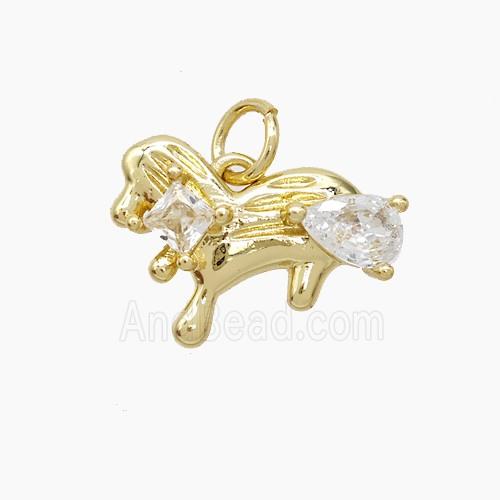 Copper Dog Pendant Pave Zirconia Gold Plated