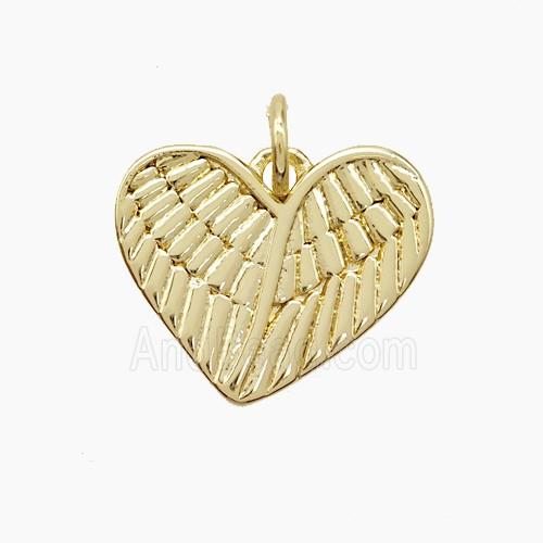 Copper Heart Pendant Angel Wings Gold Plated