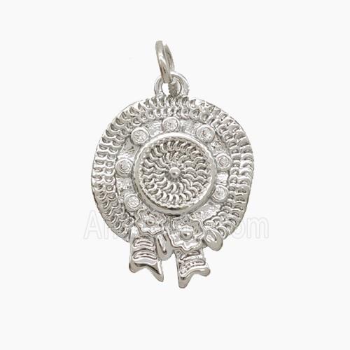 Copper Hat Pendant Pave Zirconia Platinum Plated