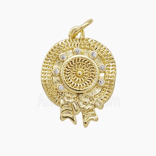 Copper Hat Pendant Pave Zirconia Gold Plated