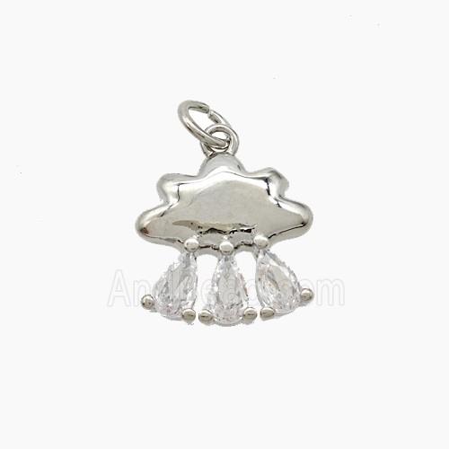 Copper Cloud Pendant Pave Zirconia Platinum Plated