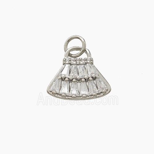 Copper Handbag Pendant Pave Zirconia Platinum Plated