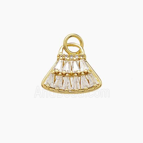 Copper Handbag Pendant Pave Zirconia Gold Plated