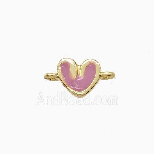 Copper Heart Connector Pink Enamel Gold Plated