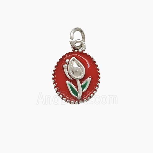 Enamel Copper Pendant, Gold Plated