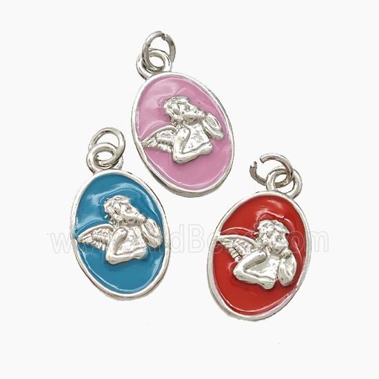 Copper Angel Pendant Enamel Platinum Plated Mixed