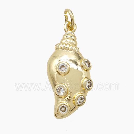 Copper Conch Shell Pendant Pave Zirconia Gold Plated