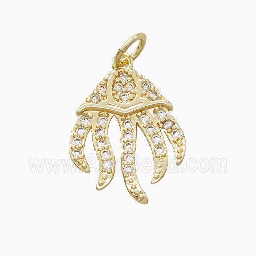 Copper Jellyfish Pendant Pave Zirconia Gold Plated