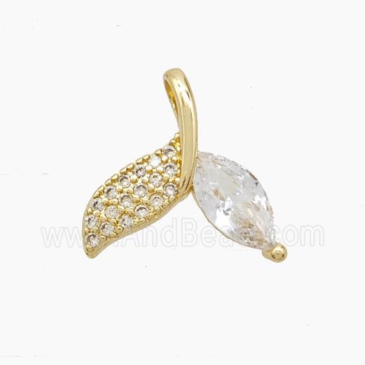 Copper Shark-Tail Pendant Pave Zirconia Gold Plated