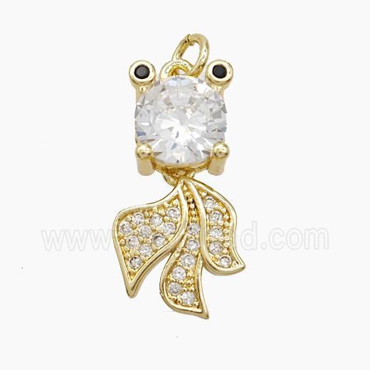 Copper Fish Pendant Pave Zirconia Gold Plated