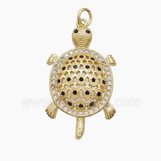 Copper Tortoise Pendant Pave Zirconia Gold Plated