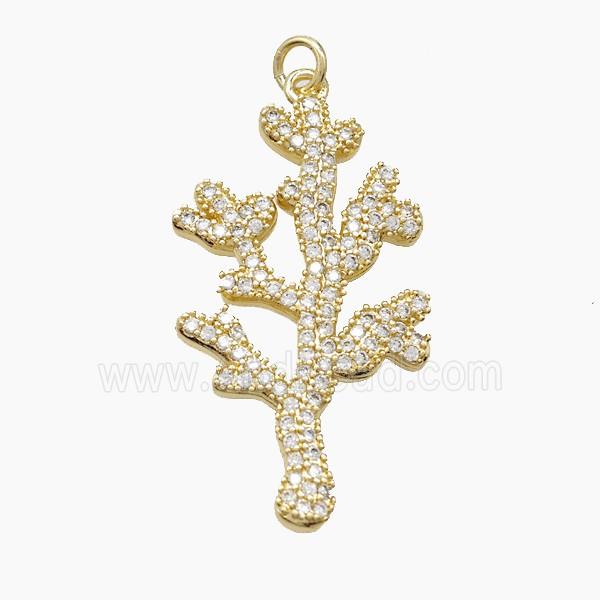 Copper Coral Reef Pendant Pave Zirconia Gold Plated