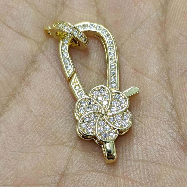 Copper Lobster Clasp Micropave Zirconia Gold Plated