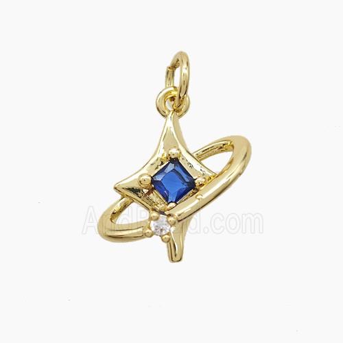Copper Pendant Pave Zircon, Gold Plated
