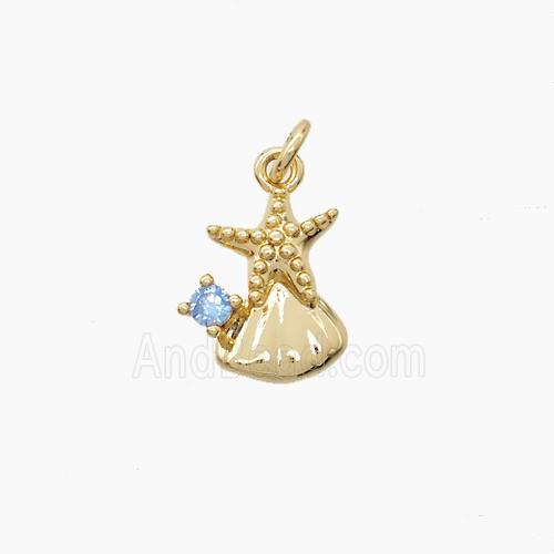 Copper Pendant Pave Zircon, Gold Plated