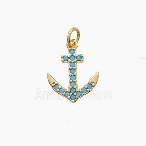 Copper Pendant Pave Zircon, Gold Plated