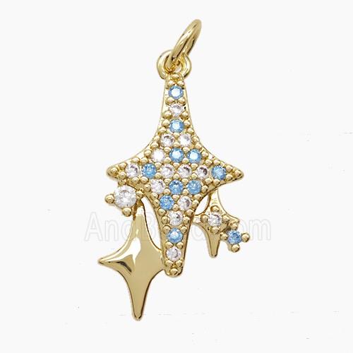Copper Pendant Pave Zircon, Gold Plated