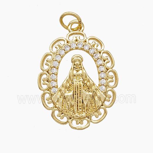 Copper Pendant Pave Zircon, Gold Plated