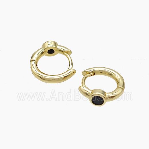Copper Earring Pave Zircon, Gold Plated