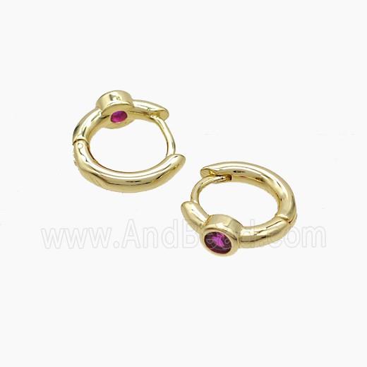 Copper Earring Pave Zircon, Gold Plated